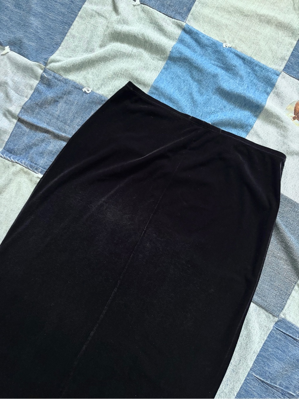 vintage black velvet maxi skirt hana whimsygoth vampy 90s fits size M/L - Picture 5 of 7